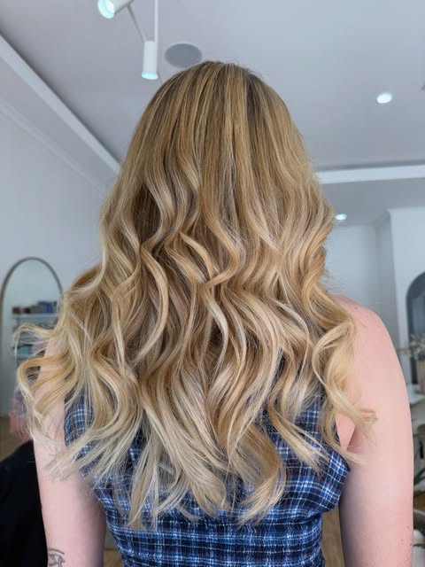 A honey blonde colour at Indalo Hair